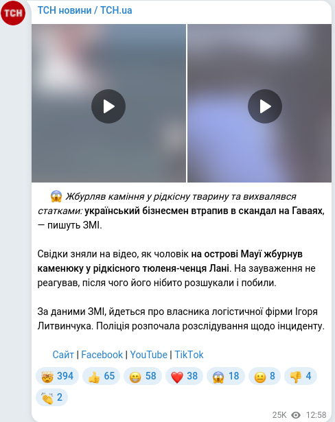 Telegram publication screenshot
