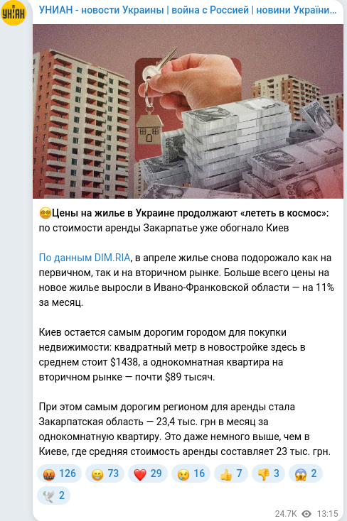 Telegram publication screenshot