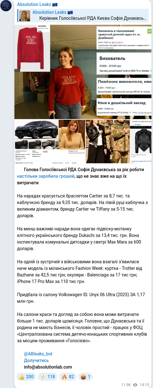 Telegram publication screenshot
