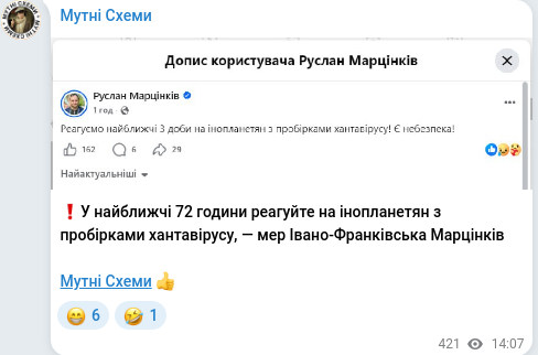 Telegram publication screenshot