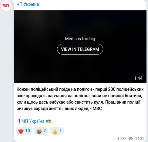 Telegram publication screenshot