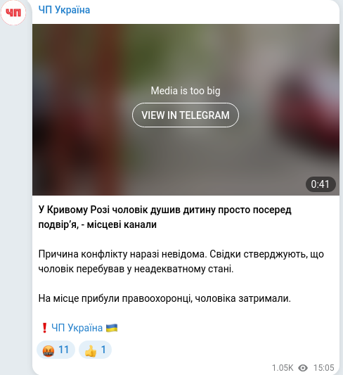 Telegram publication screenshot
