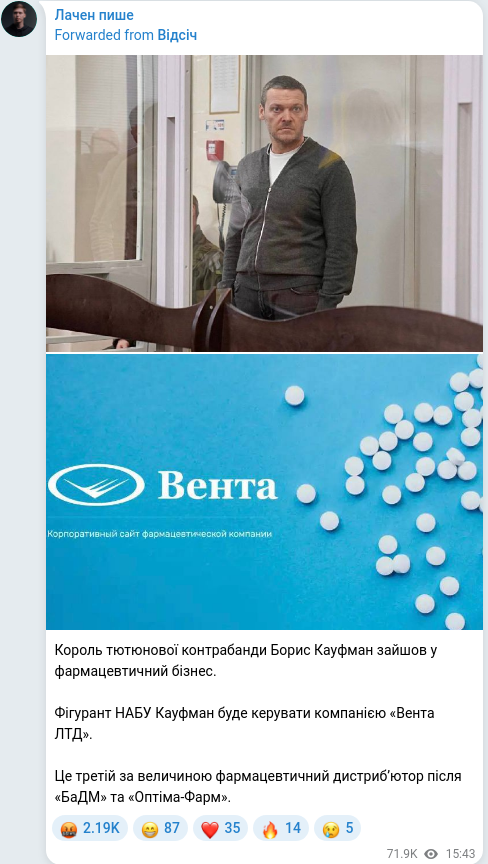 Telegram publication screenshot