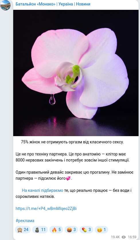 Telegram publication screenshot