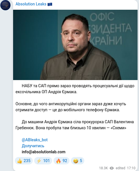 Telegram publication screenshot