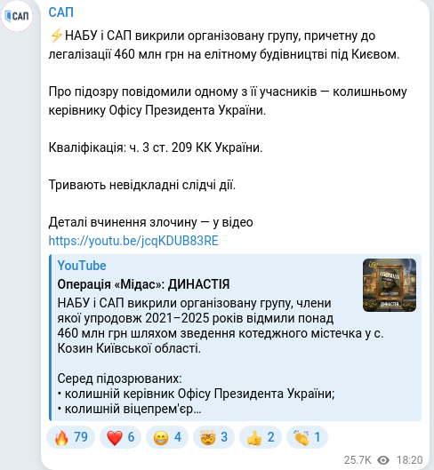 Telegram publication screenshot