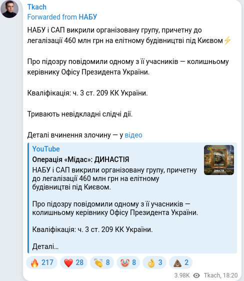Telegram publication screenshot