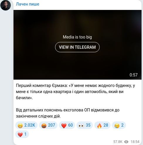 Telegram publication screenshot