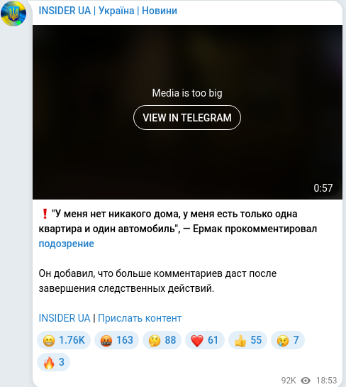 Telegram publication screenshot