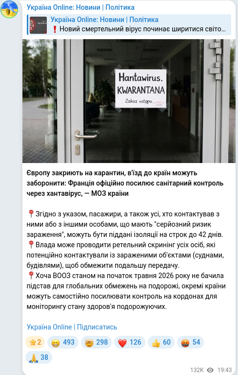 Telegram publication screenshot