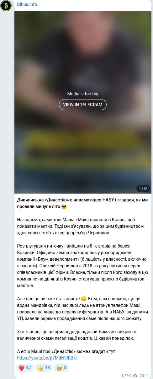 Telegram publication screenshot