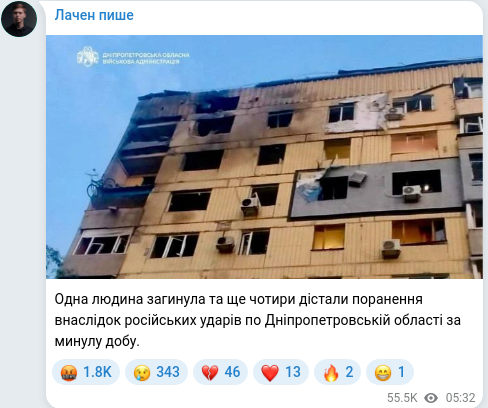 Telegram publication screenshot