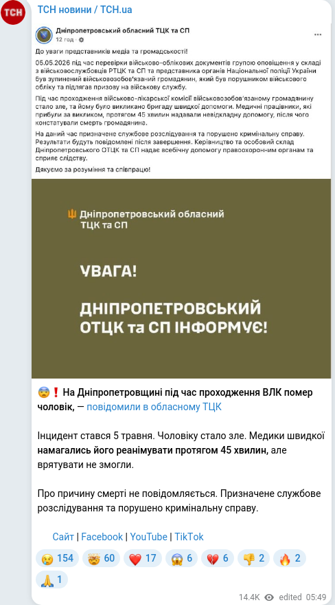 Telegram publication screenshot