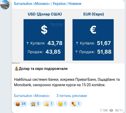 Telegram publication screenshot