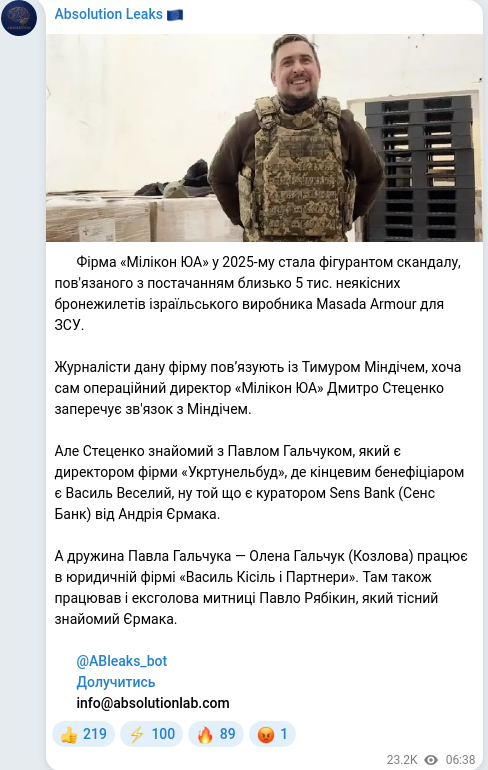 Telegram publication screenshot