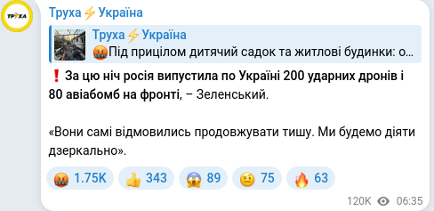 Telegram publication screenshot