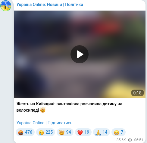 Telegram publication screenshot