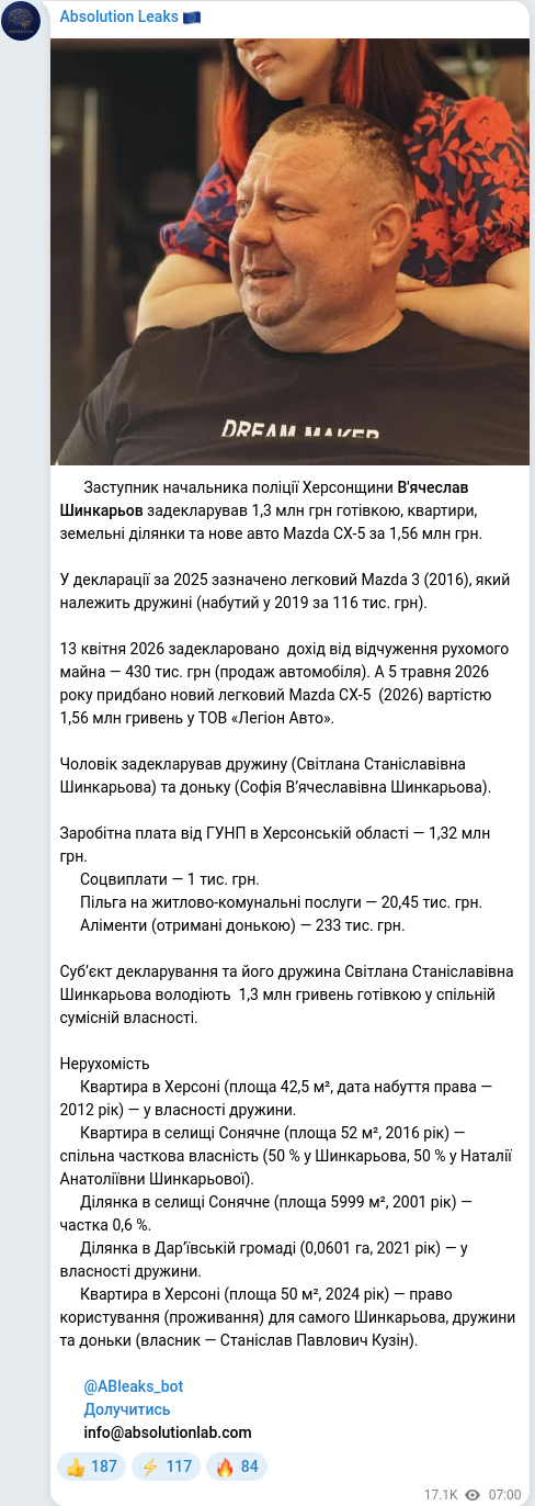Telegram publication screenshot