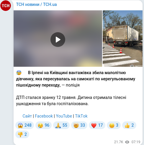 Telegram publication screenshot
