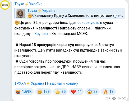 Telegram publication screenshot