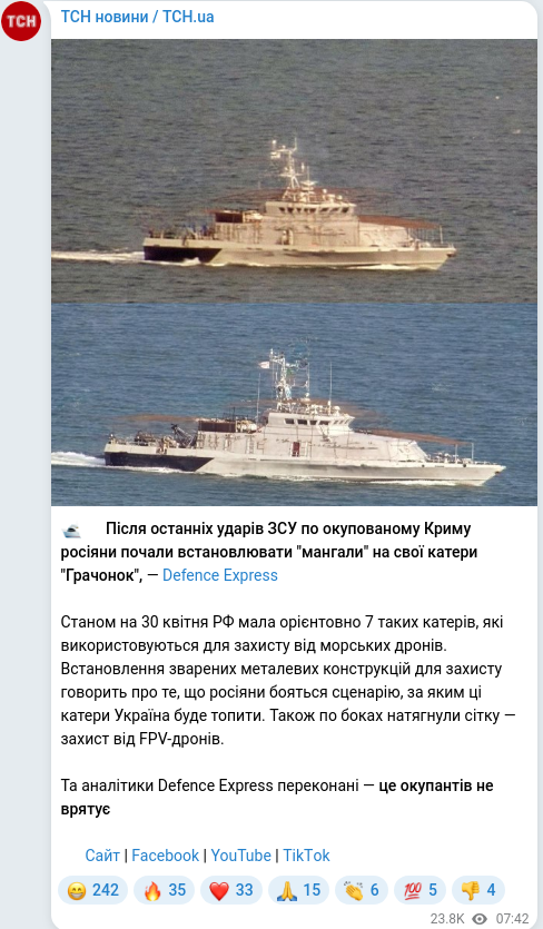 Telegram publication screenshot