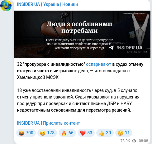 Telegram publication screenshot
