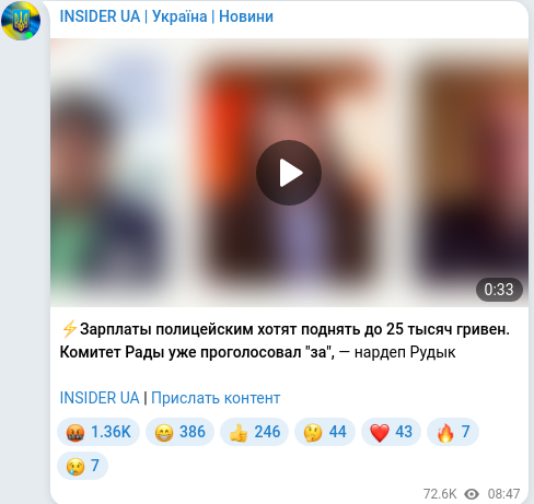 Telegram publication screenshot