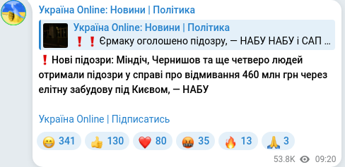 Telegram publication screenshot