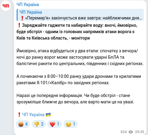 Telegram publication screenshot