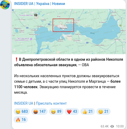 Telegram publication screenshot