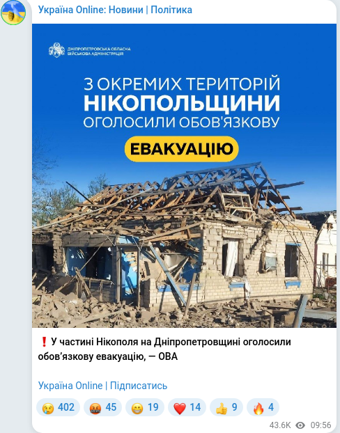 Telegram publication screenshot