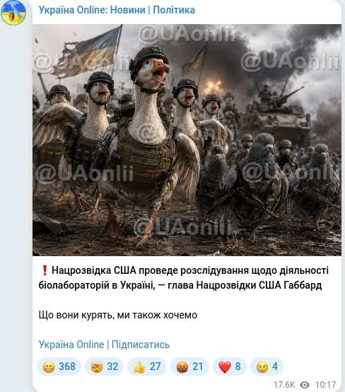 Telegram publication screenshot