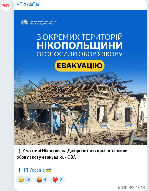 Telegram publication screenshot