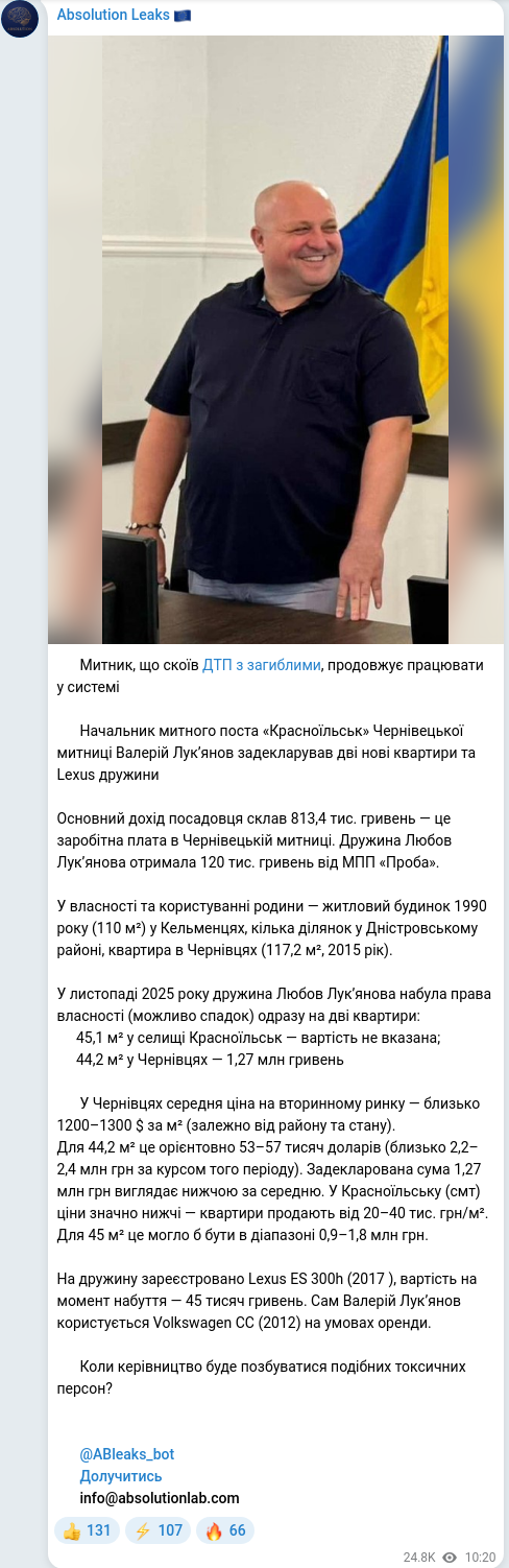 Telegram publication screenshot