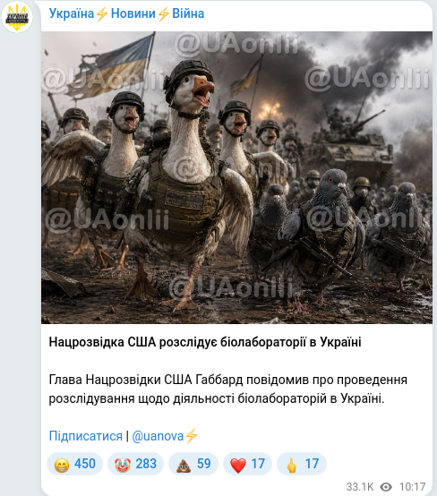 Telegram publication screenshot