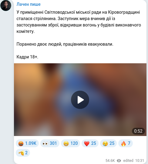 Telegram publication screenshot