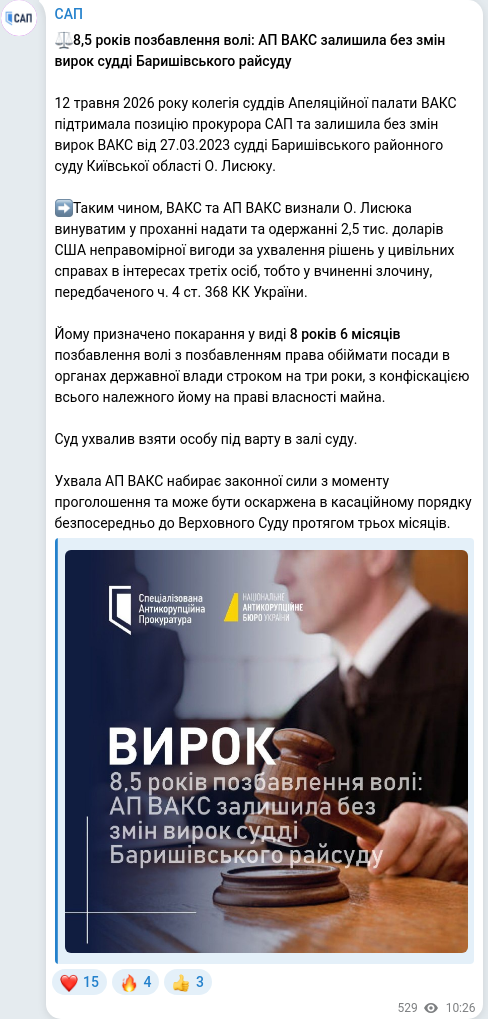 Telegram publication screenshot