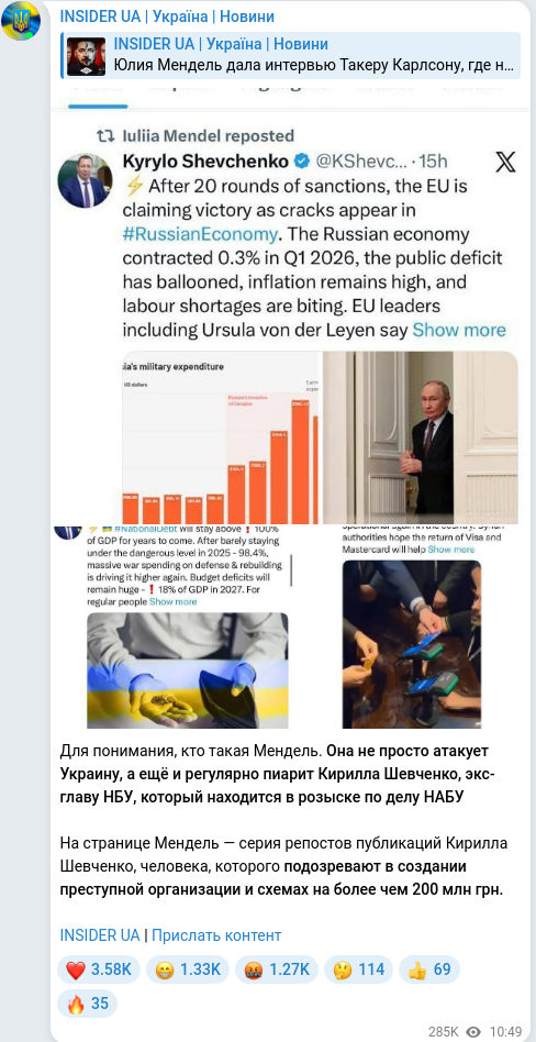 Telegram publication screenshot