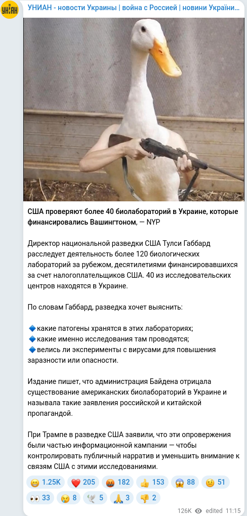 Telegram publication screenshot