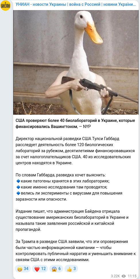 Telegram publication screenshot
