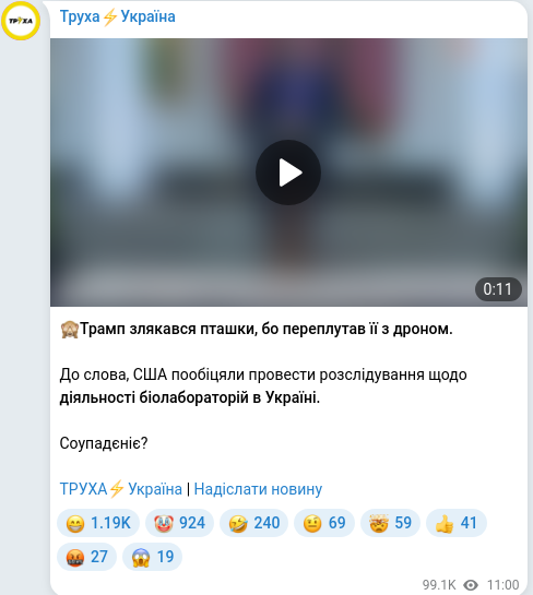 Telegram publication screenshot