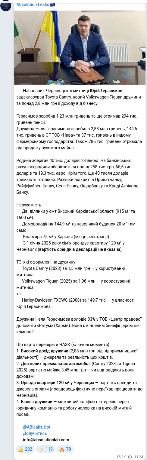 Telegram publication screenshot