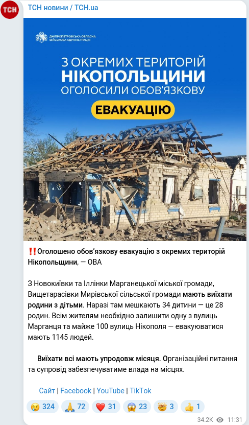 Telegram publication screenshot