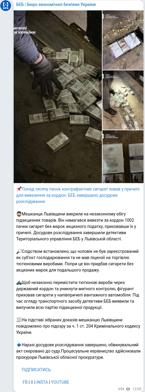 Telegram publication screenshot