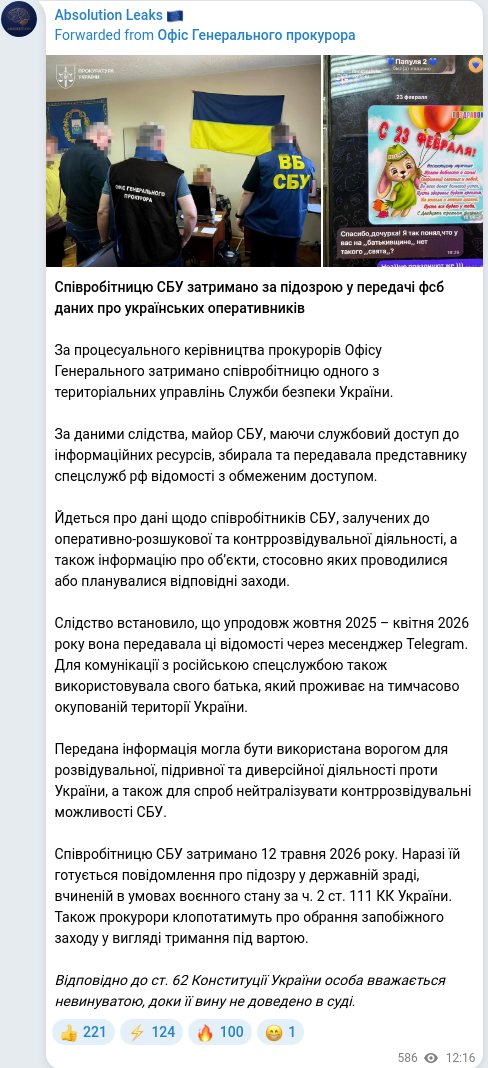 Telegram publication screenshot