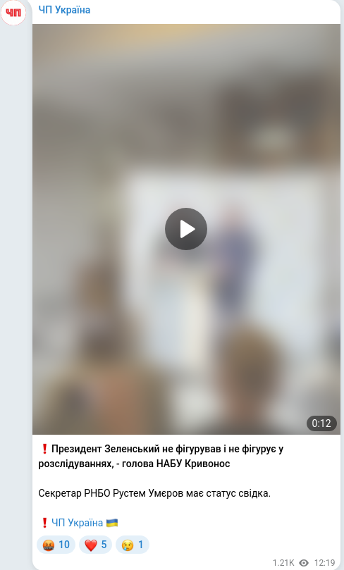 Telegram publication screenshot