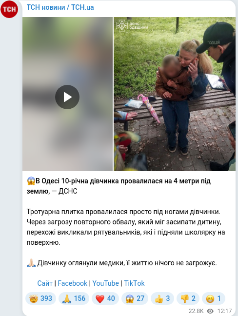Telegram publication screenshot