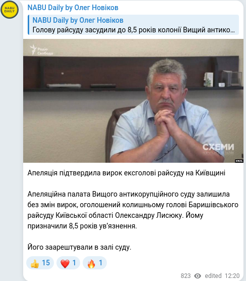 Telegram publication screenshot