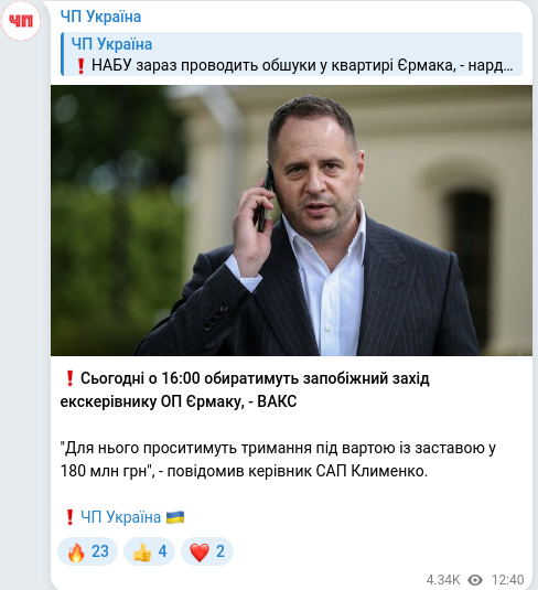 Telegram publication screenshot