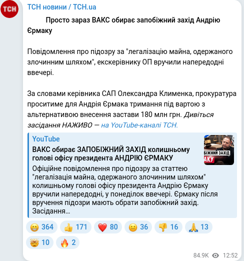 Telegram publication screenshot